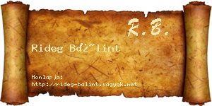 Rideg Bálint névjegykártya